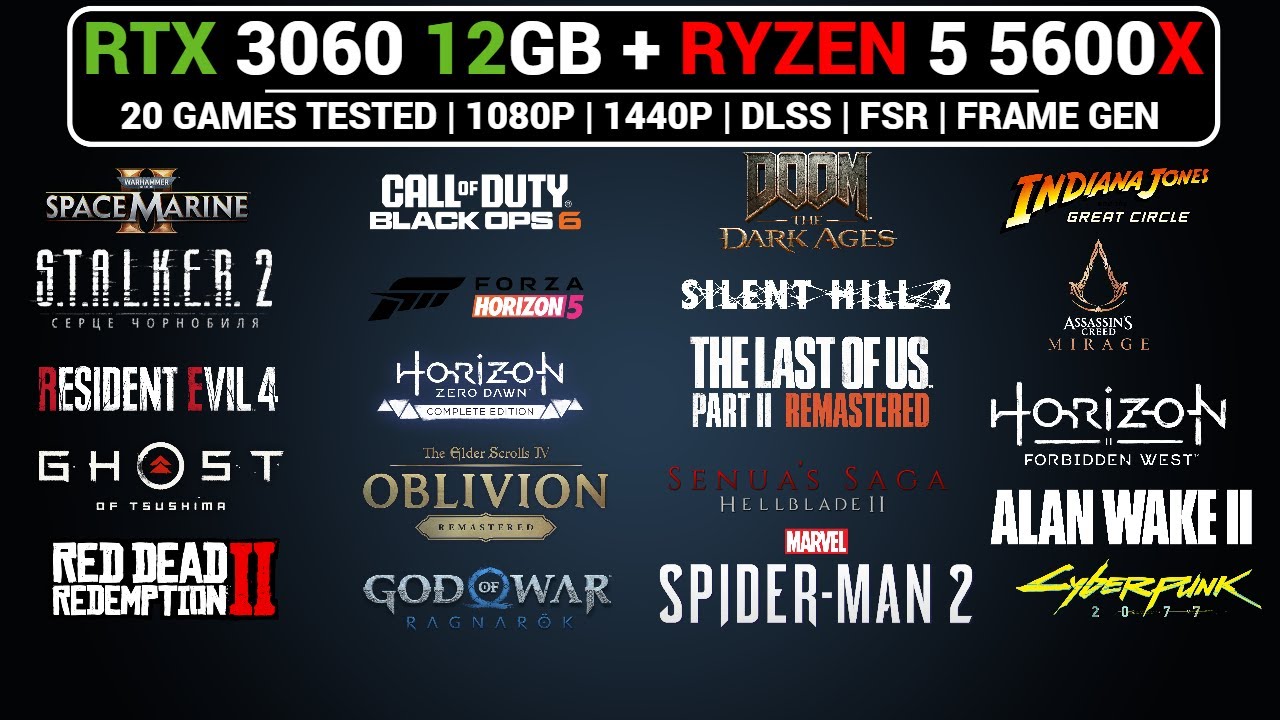 RTX 3060 12GB + Ryzen 5 5600X Gaming Test | 1080P | 1440P | DLSS