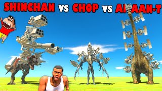 SHINCHAN TEAM vs CHOP TEAM vs AMAAN TEAM in Animal Revolt Battle Simulator Dinosaur Game | AMAN-YT