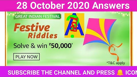 Amazon Great Indian Festival Riddles Quiz Answers | 28 October 2020 | Festival Riddles