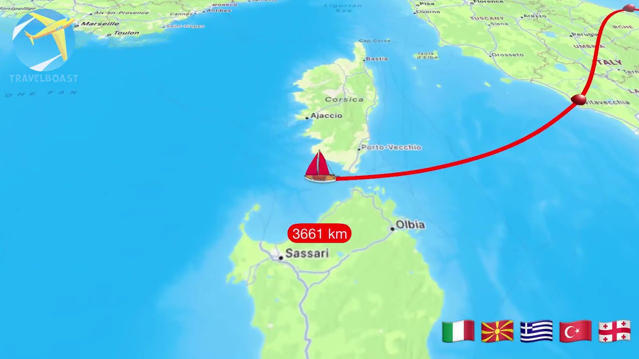 Route map - Georgia Turkey Greece North-Macedonia Italy Spain Morocco