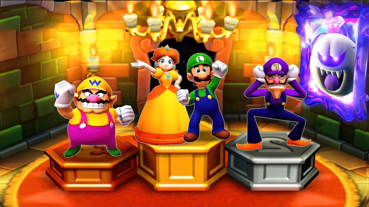 Mario Party Star Rush Minigames - Daisy Vs Wario Vs Luigi Vs Waluigi (Hardcore Difficulty)
