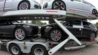Audi A6 and A7 loading on auto trasporter.  Автовоз по Европе.