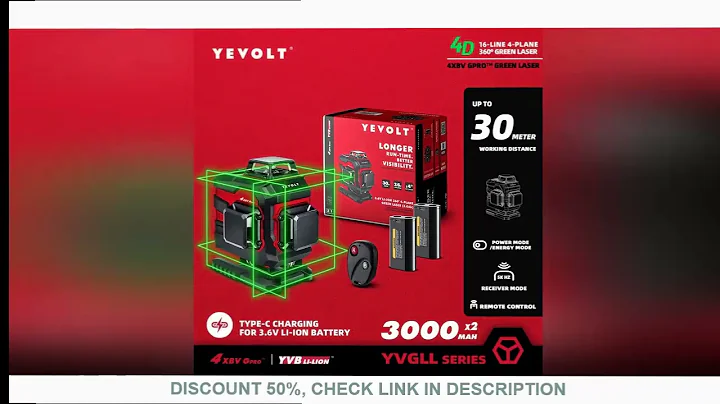 YEVOLT YVGLL4XS16DP 4-Plane Green Laser Level 4D 16 Lines with  All Day Work Self-Leveling Measuring