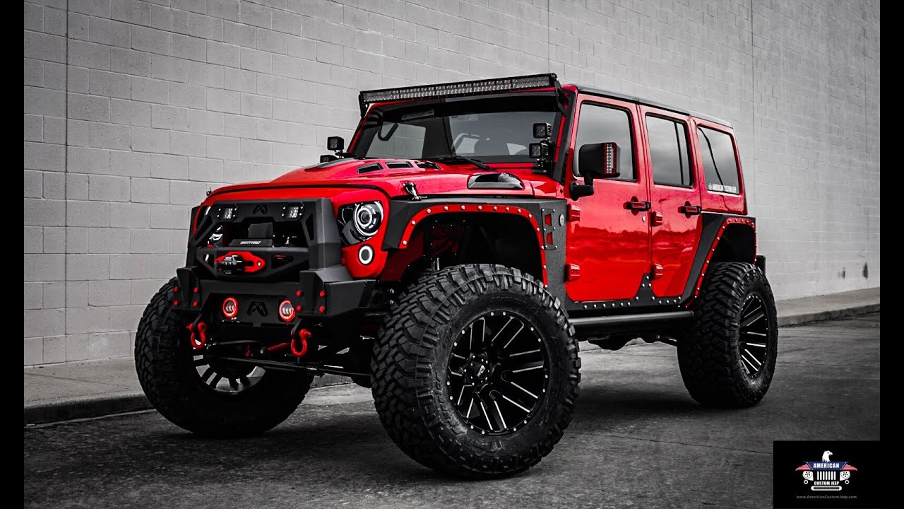 Custom Jeep Wrangler Unlimited Red Armor Demon Edition - YouTube