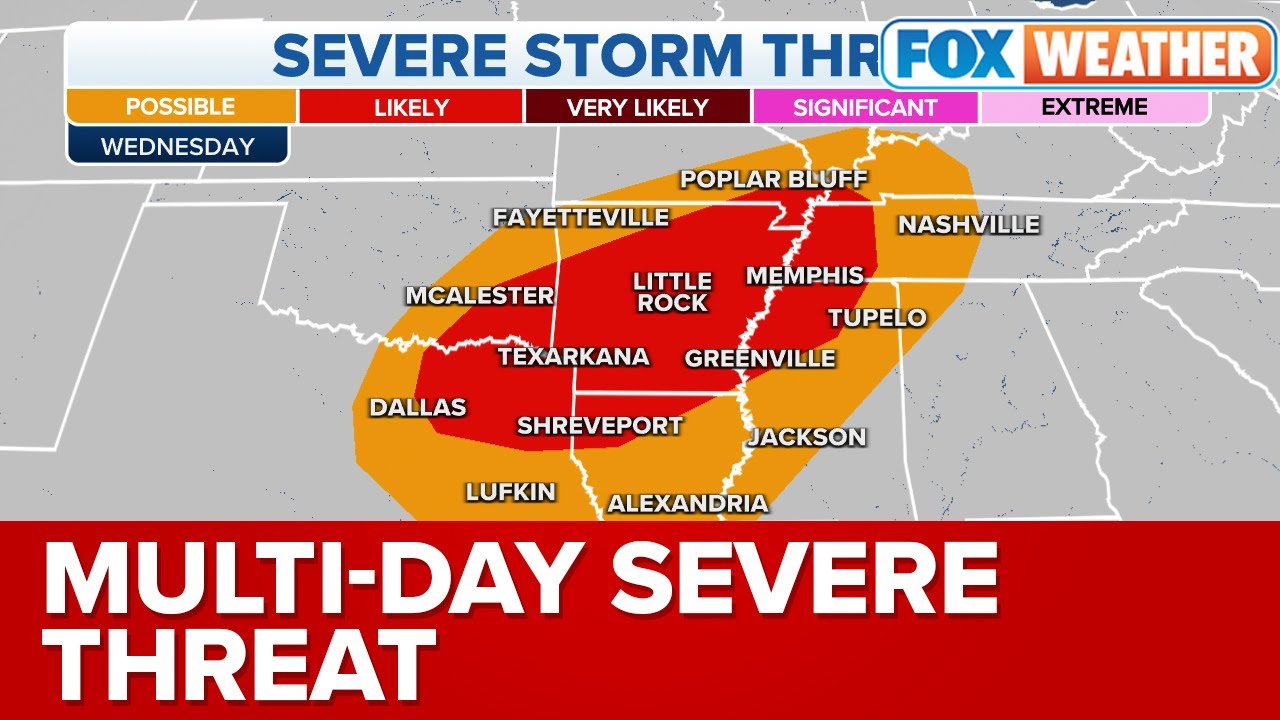 Severe Weather Targets South on Warm Side of Storm System - YouTube
