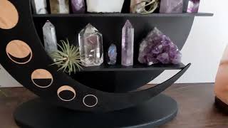 Crystal Moon Phase Shelf: Enhance Your Space with Stand for Lunar Energy #WoodenWallArt