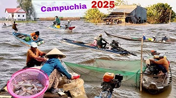 Nước rút mạnh cá giật mình ra sông xóm Việt Kiều Campuchia săn bắt nghề dớn mùa nước rút 