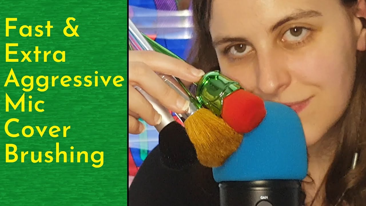 ASMR Fast & Extra Aggressive Mic Cover Brushing With 3 Different Brushes - No Talking, Loopable