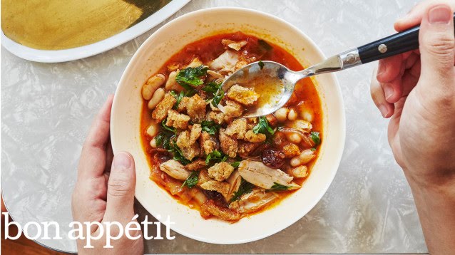 Quick Workweek Recipe: Chicken Stew with Cannellini Beans and Dried Cherries   Bon Appetit