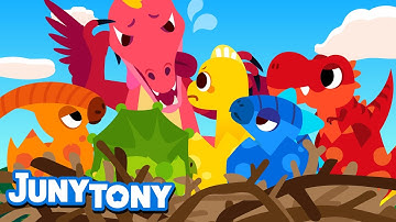 🌈Telur Dinosaurus Warna-warni | Lagu Tentang Dinosaurus untuk Anak TK | Lagu Taman Kanak | JunyTony
