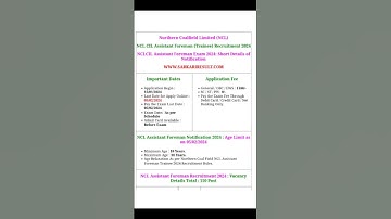 NCL Assistant Foreman Recruitment 2024#ncl #foreman
