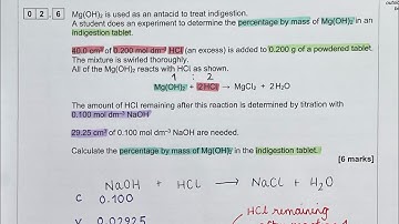 Worked exam answer - AQA AS / A level back titration calculation
