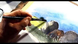 Watercolour tutorial - Stones painted with use of salt.