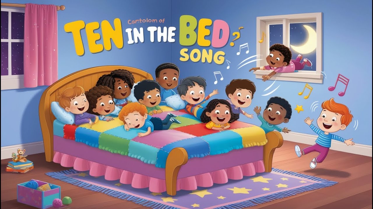 TEN In The Bed Kids Roll Over Nursery Rhymes Kids Songs - YouTube
