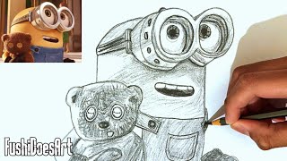 How to Draw Minion Bob With Teddy! | Step By Step Drawing Tutorial screenshot 1