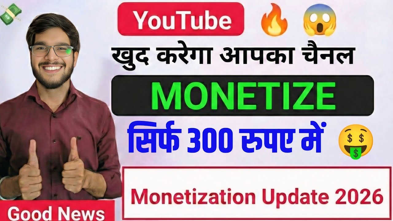 YouTube New Monetization Update 2026 😍 | ₹300 में YouTube खुद करेगा ...
