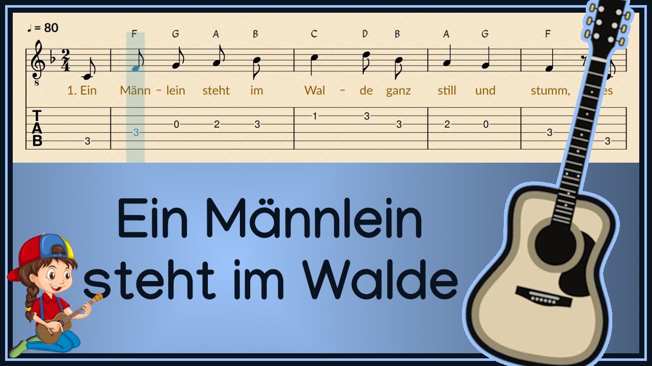 Steht Ein Männlein Im Walde Text Ein Männlein steht im Walde ~Tabs für Gitarre ~ Melodie - YouTube