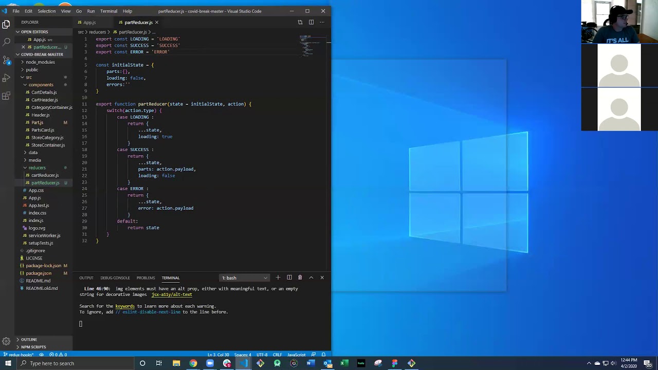 Redux with actions, logger, and Thunk