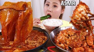 ASMR Mukbang｜Eating spicy boiled crabs and Korean pork kimchi stew