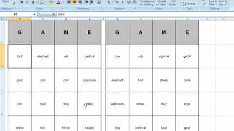 Create Custom Bingo Cards in Excel