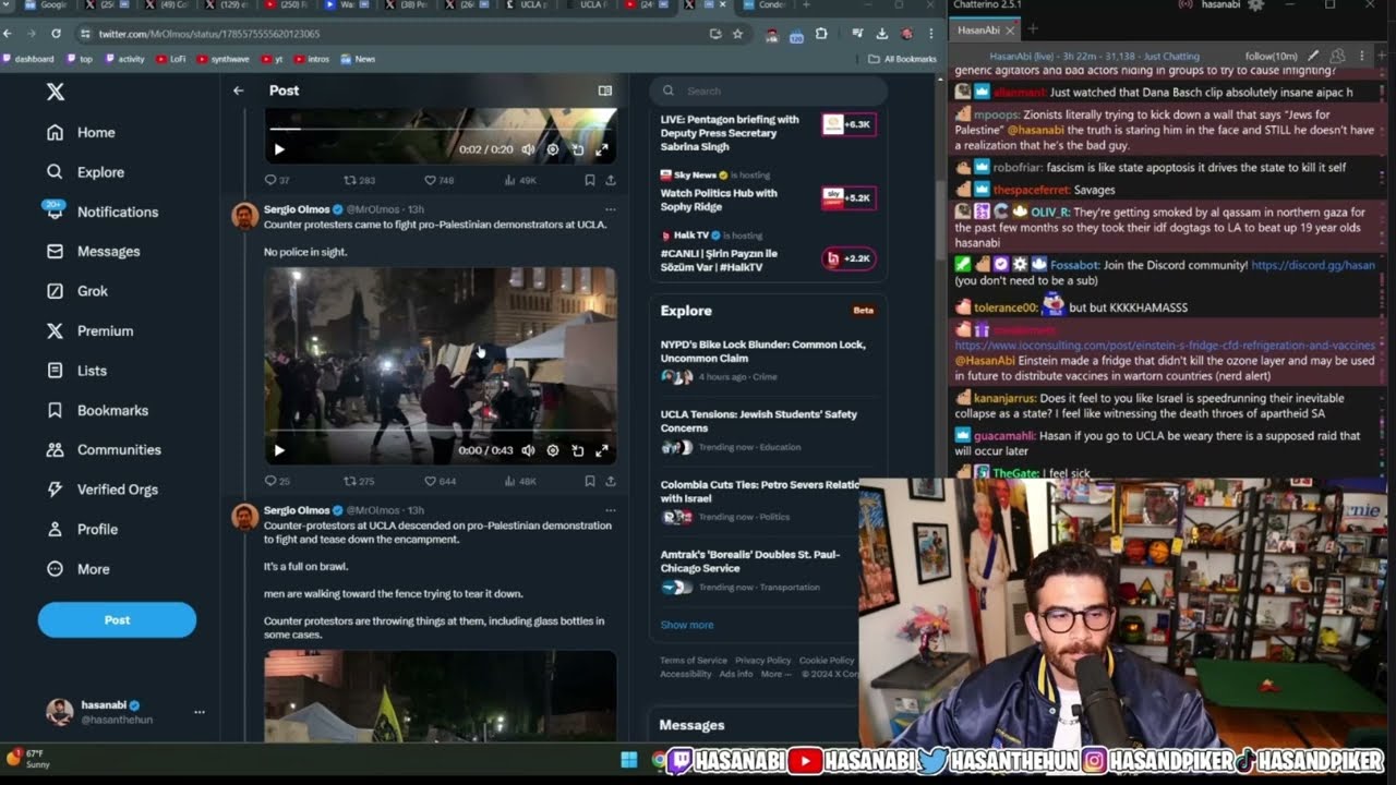 Pt. 2: Pro-Zionist Counter Protesters Attack UCLA encampment. Recap From Previous Night. w/ HasanAbi