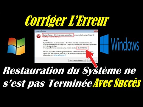 LA RESTAURATION SYSTEME NE FONCTIONNE PAS SOUS WINDOWS 10 