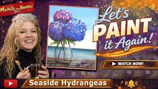 SEASIDE HYDRANGEAS - Let's Paint it Again! - Ocean Landscape Flower Acrylic Painting Tutorial