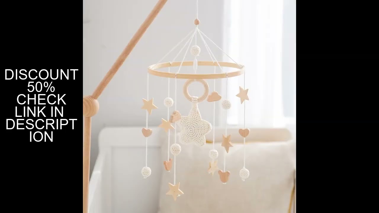 Baby Crib Mobile Bed Bell Rattle Toys Wooden Crochet Stars Pendant Bed Bell Toys Newborn Comfort Cri