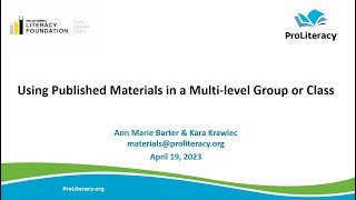 Using Published Materials in a Multi-level Group or Class