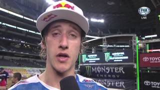 Justin Barcia Whips It In Ken Roczens Face (Arlington Supercross 2014)