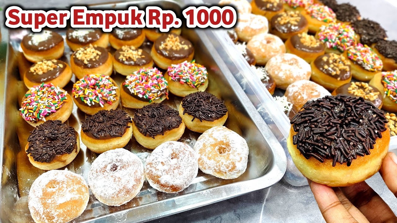 CUKUP 1/4kg TERIGU JADI 50 PCS‼️DONAT Rp. 1000AN SUPER ENAK, EMPUK, LEMBUT. IDE JUALAN MODAL KECIL