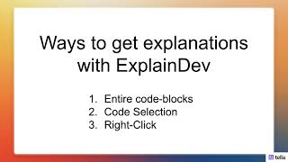 Ways to get explanations to code with ExplainDev