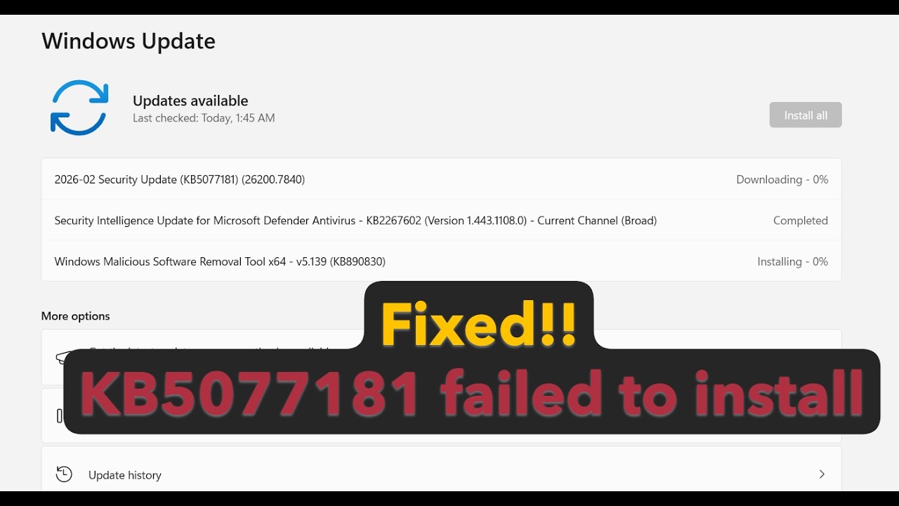 How to fix update KB5077181 failed to install in Windows 11 25H2 or ...