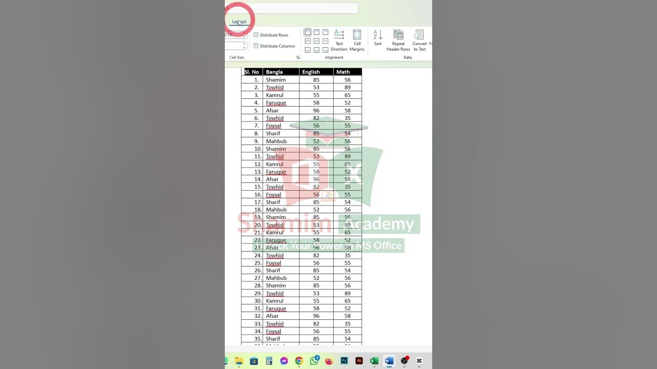 How to repeat header row in ms word shorts banglatutorial youtube