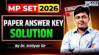 MP SET 2026 Paper Answer Key | MP SET Exam Analysis 2026 | By Imtiyaz Sir | KGS UGC NET