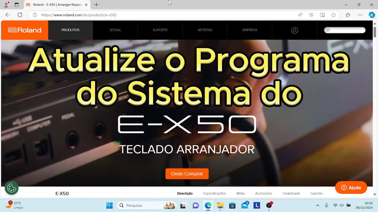 Como atualizar o programa do sistema do Roland E-X50