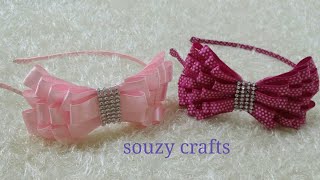 مشروع مربح/طريقة عمل توكة أو طوق للشعر من شرائط الستان🎀 /How to make hair bands