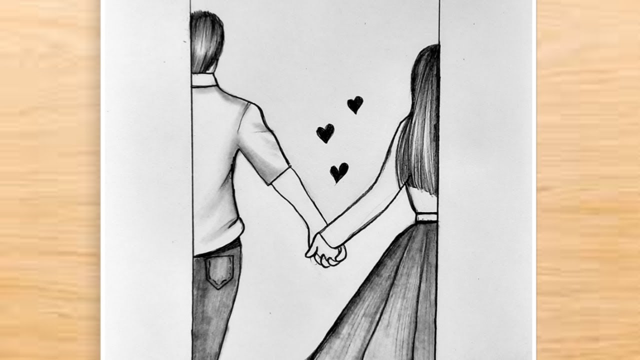 Valentine's Day Drawing // How to Draw a Couple Holding Hand // Romantic  Couple Pencil Sketch