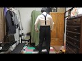 アルバートサーストンのサスペンダーが届きました。ネイビー無地。パンツUNIQLO　Uワイドフィットテーパードパンツ。シャツ　ルイジボレッリ。ジャケット　ベスト　ハリスツイード生地。