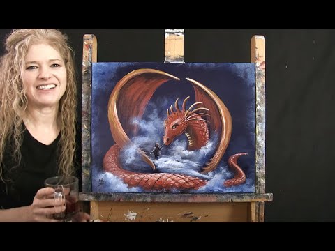 Learn How to Paint quotDRAGON DREAMquot with Acrylic  Paint amp Sip at Home  Step by Step Painting Lesson