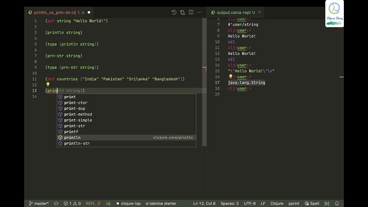 Println vs prn str in clojure youtube