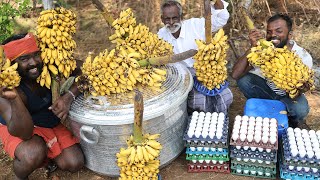 KING of BANANA EGG Cake | Prepared by Daddy Arumugam | Banana Hunters inside | Village food factory