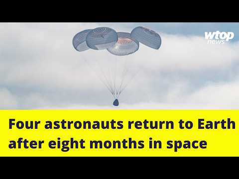 Four astronauts return to Earth after eight months in space