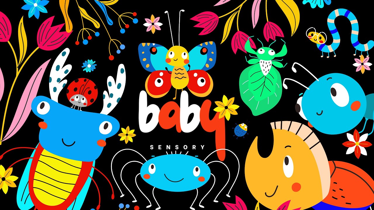 Happy Colorful Insect Parade | Baby Sensory Bright Color Butterfly Ladybug Spider + Pop Music 0-2 Yr