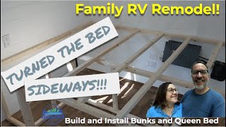 BUILDING NEW RV BEDS | Camper Bed upgrades | Replacing BUNKS and QUEEN Bed | DIY Renovation (S2E34)