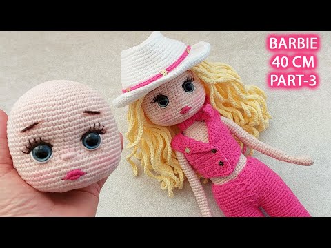 Amigurumi Barbie bebek 40cm  Part 3 Kafa yapımı (Subtitulos en Español)