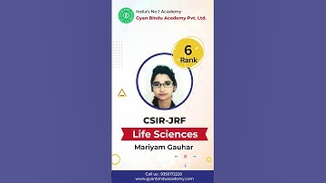 CSIR NET Life Science - Mariyan Gauhar - Rank-6 #csirnetlifescience #lifesciences #shorts