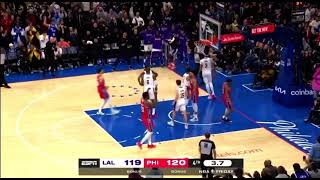 Anthony Davis CLUTCH steal sends the game to OT after making 1\/2 free throws! Lakers vs 76ers