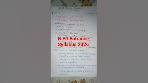 B.ed Entrance Syllabus 2026#Odisha B.ed#2026