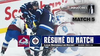 Avalanche vs Jets, R1, Match no 5 | Faits saillants